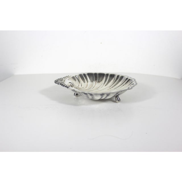 Vintage Silver Clam Shell Bowl With Feet For Sale - Image 9 of 9