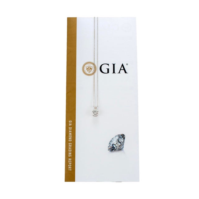 Metal Unisex 14k White Gold Gia 2.28ct K Vvs2 Round Diamond Solitaire Pendant Necklace For Sale - Image 7 of 8