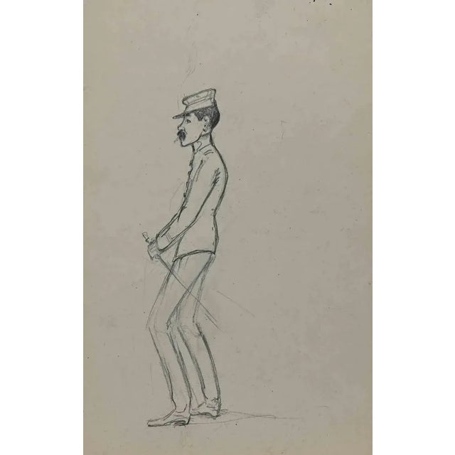 Man is an original Drawing on paper realized by the painter Pierre Georges Jeanniot (1848-1934). Drawing in Pencil. Good...