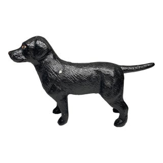 Antique Cast Iron Black Labrador Bank For Sale
