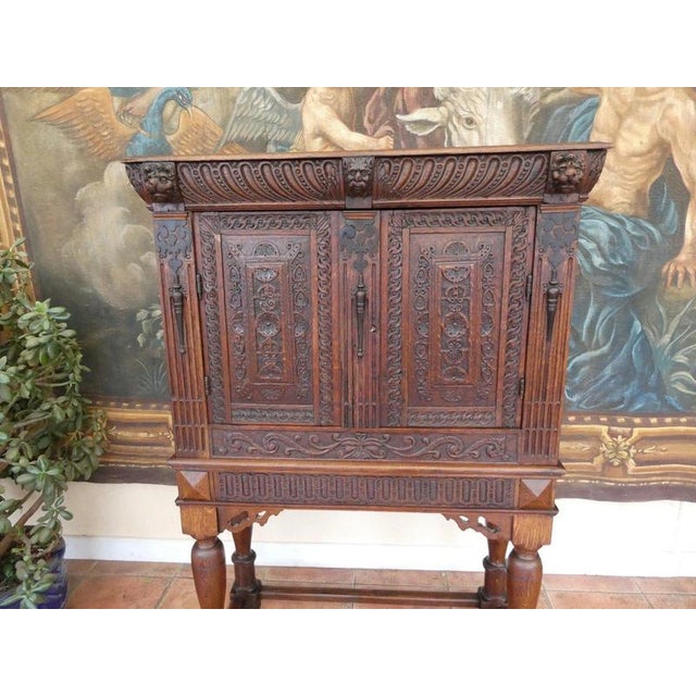 Antique English Country Oak Cupboard on Stand, 1730 For Sale - Image 13 of 18