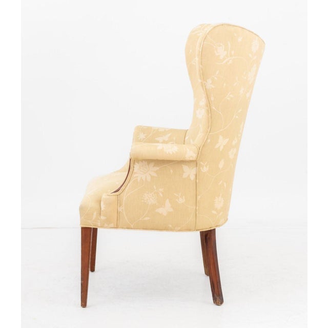 Botanical Print Upholstered Wingback Armchair For Sale In New York - Image 6 of 7