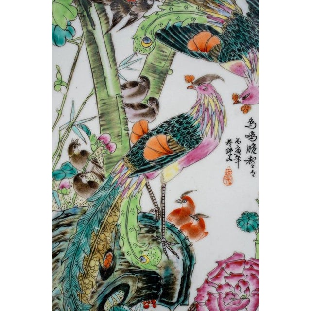 Large Antique Republic Period Chinese Famille Rose Porcelain Panel For Sale - Image 13 of 18
