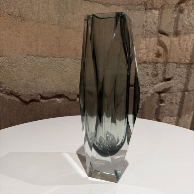 Murano Art Glass Vasesmoky Grey Sommerso Submerged Technique Mandruzzato For Sale In San Diego - Image 6 of 10