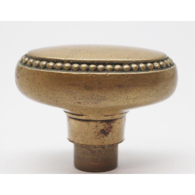 Traditional Vintage Cast Brass Beaded Oval Interior Door Knob For Sale - Image 3 of 4