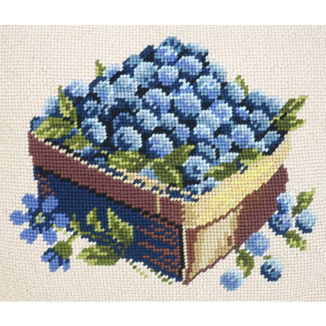 Nothing says Summertime better than a bushel of blueberries...and this vintage needlepoint pillow can remind you of warm...