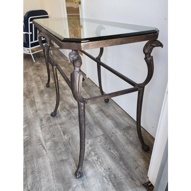 Late 20th Century Hollywood Regency Patinated Metal Console Table For Sale In New York - Image 6 of 12