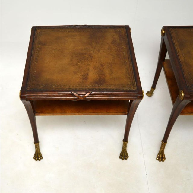 Regency Leather Top Side Tables, 1950s, Set of 2 For Sale - Image 6 of 11