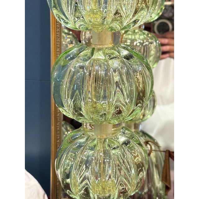 Modern Pair of Murano Green Glass Lamps For Sale - Image 3 of 6