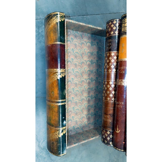 Mid 20th Century Maitland-Smith Stacked Leather Faux Books Side Table/Coffee Table With Drawers. For Sale - Image 10 of 12