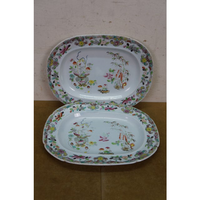 Early 19th Century Antique 1825 Stephan Folch Bamboo & Basket Ironstone China Platters - Set of 4 For Sale - Image 5 of 14