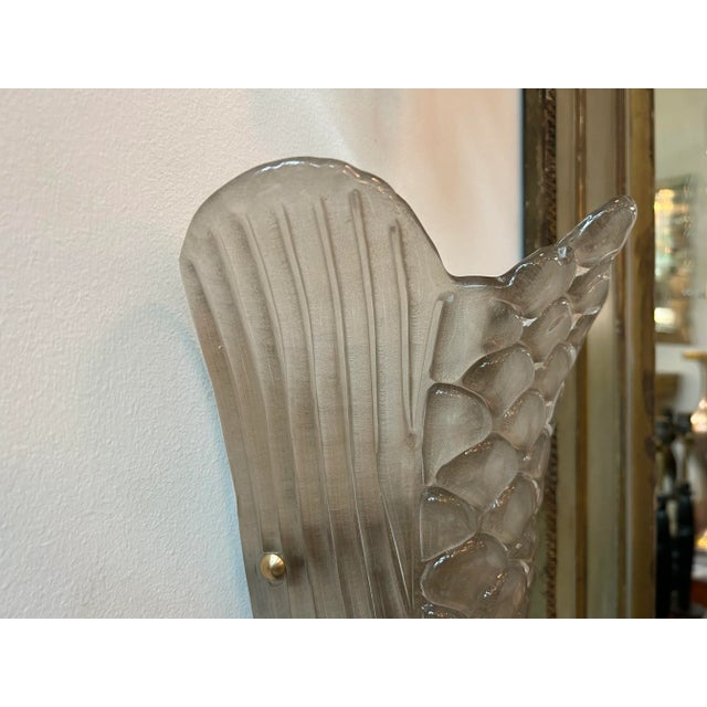 1980s Large Pair of Art Deco Style Murano Glass Sconces For Sale - Image 5 of 12