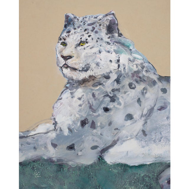 Ira Yeager Ira Yeager 20th C. Snow Leopard Oil Canvas Painting 6 Ft For Sale - Image 4 of 18