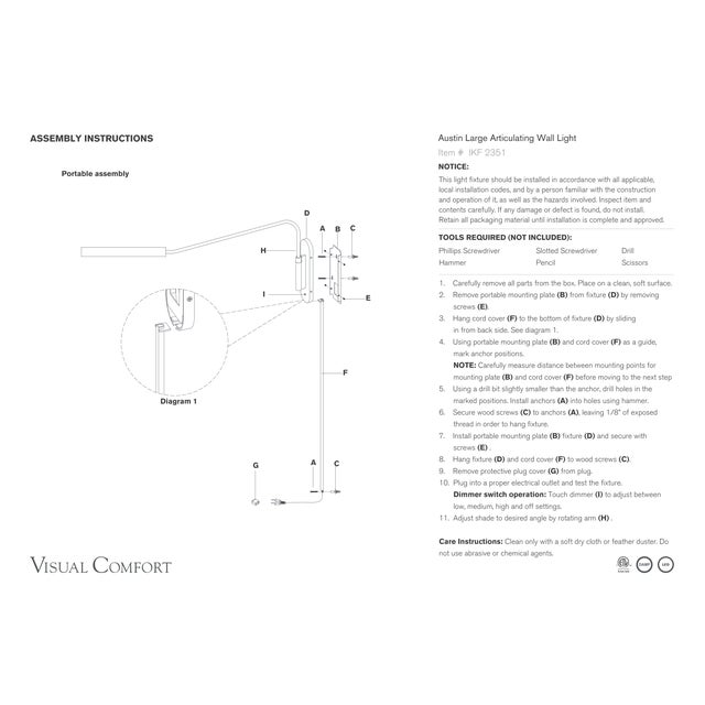 Ian K. Fowler for Visual Comfort Signature Austin Large Articulating Wall Light in Aged Iron For Sale In Houston - Image 6 of 8