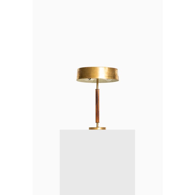 Gold Swedish Rosewood & Brass Table Lamp from Boréns, 1960s For Sale - Image 8 of 8