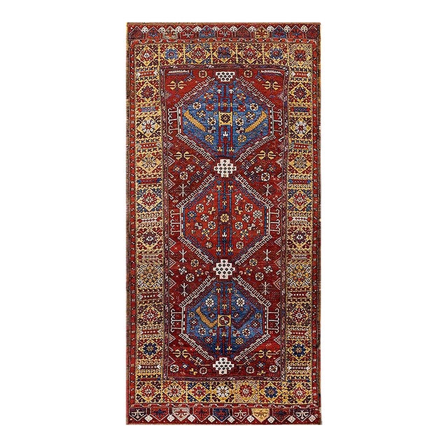 Classic and Traditional Red Background Color With Geometric Design Antique Konya Turkish Rug For Sale