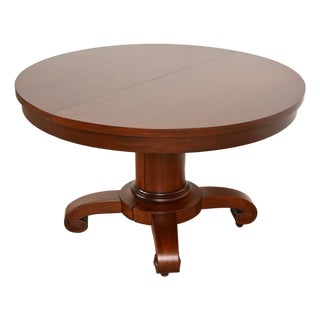 R. J. Horner Style Monumental Antique American Empire Mahogany Split Pedestal Extension Dining Table With Eight Leaves, Newly Refinished For Sale
