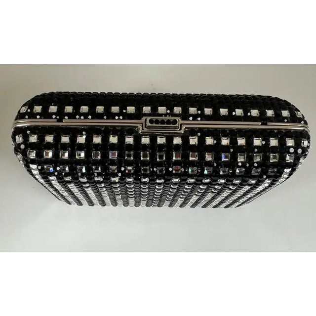Art Deco Judith Leiber Black Swarovski Crystal Minaudière Evening Clutch For Sale - Image 3 of 12