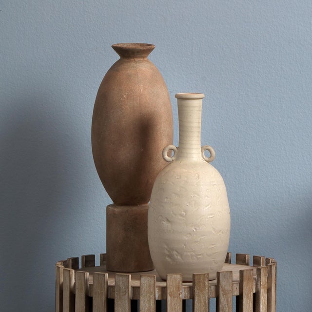 Ceramic Jamie Young Elevated Decorative Vase in Brown For Sale - Image 7 of 9
