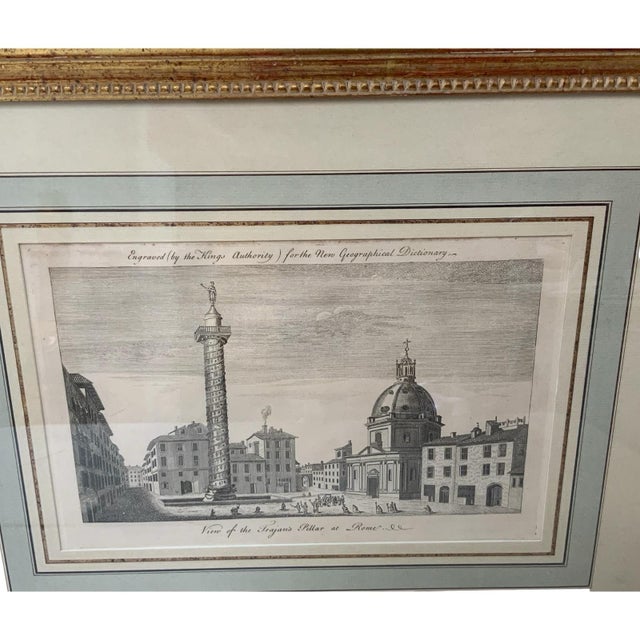 18th C. Antique Copperplate Engraving "View of Trajan's Pillar at Rome" - Framed Folio Print For Sale - Image 4 of 11