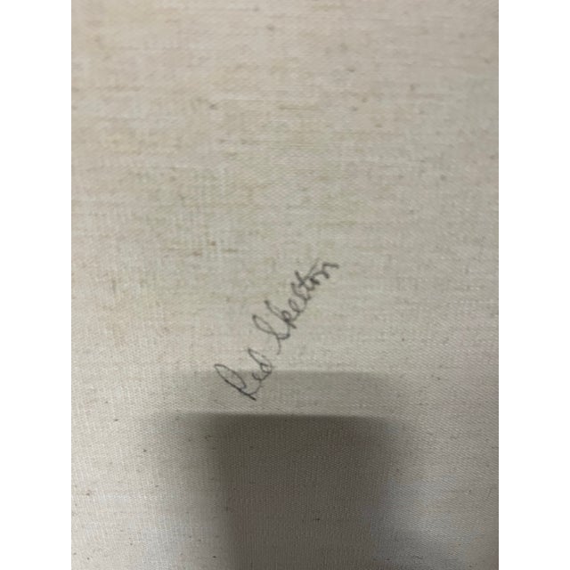 Vintage Red Skelton Clown Portrait Painting Print, Canvas on Wood, 1972 For Sale - Image 11 of 12