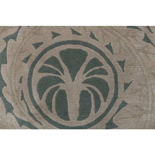 Art Nouveau Modern Spiral Arabesque Taupe With Forest Green Rug "Nautilus" For Sale - Image 4 of 8