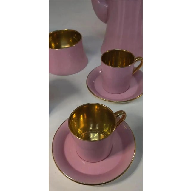 1940s Carlton Ware Pink Demitasse Set With Gold Gilt Trim- 11 Pieces For Sale - Image 13 of 15