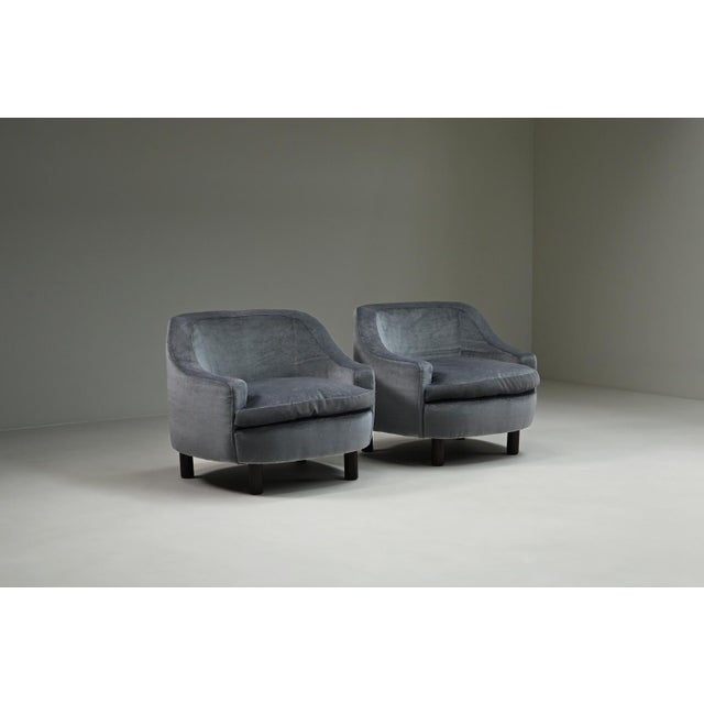 Ice Blue Mohair Lounge Chairs, Italy, 1950s, Set of 2 For Sale - Image 9 of 9