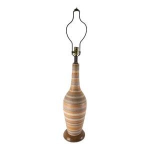 Mid-Century Modern Ceramic Table Lamp With Stripes