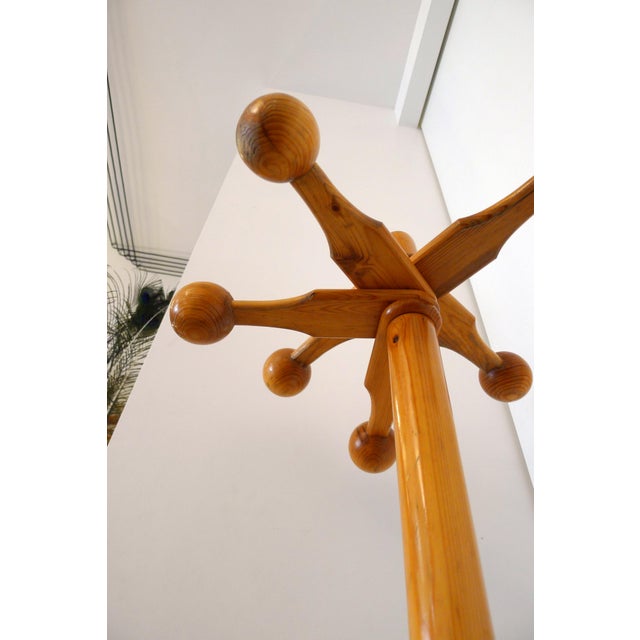 Freestanding Coat Rack with Swivel Ball Hooks in Pine Wood by Rainer Daumiller, 1960s For Sale - Image 10 of 13