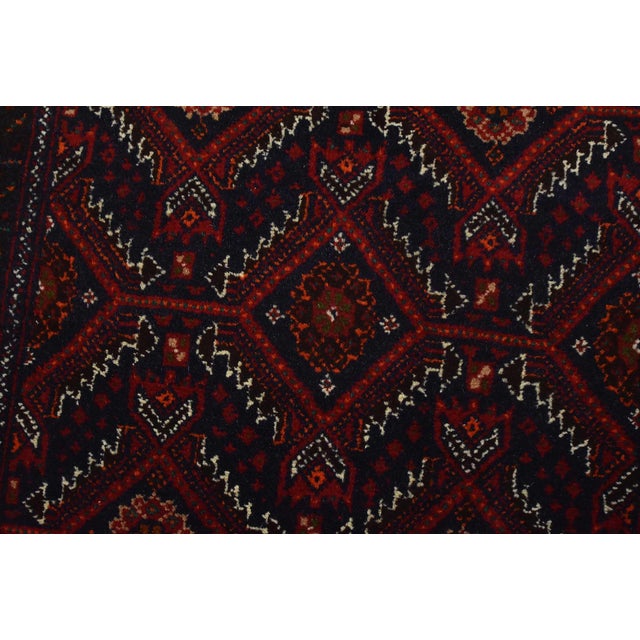 Baloch Runner 2’2” X 11’6” Blue Wool Vintage Tribal Hand-Knotted Oriental Rug For Sale - Image 4 of 12