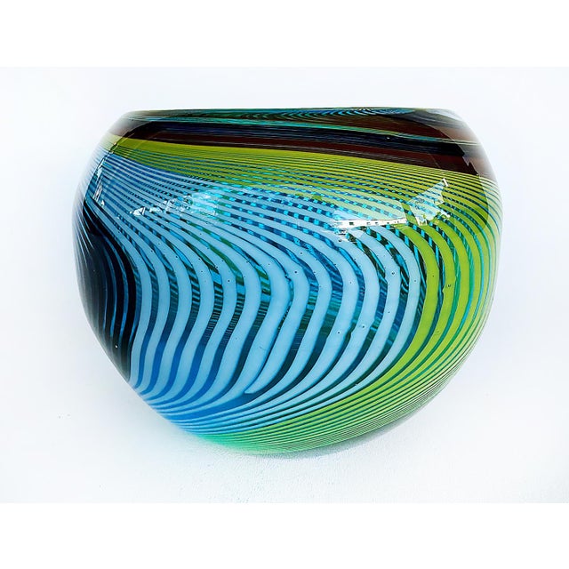 Mid-Century Modern Stefano Toso Style Blown Swirled Glass Bowl For Sale - Image 3 of 6