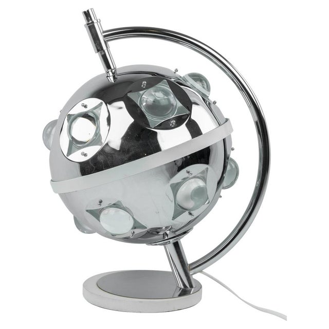 Table Lamp in Chromed Metal and Cut Glass by Oscar Torlasco, Italy, 1970s For Sale - Image 10 of 10