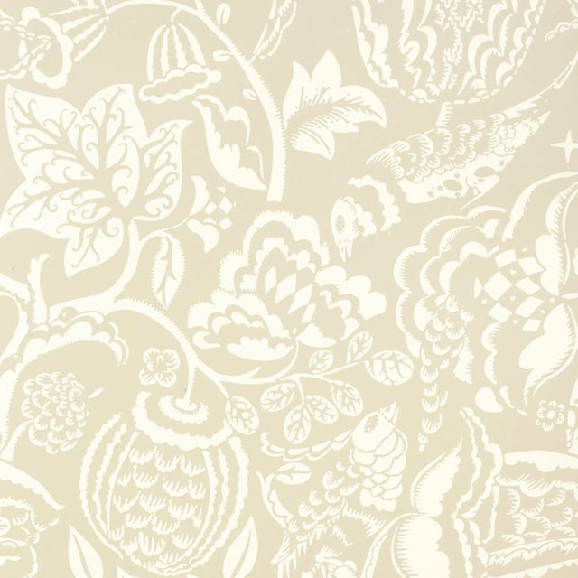 Contemporary Sample - Schumacher Uccello Wallpaper in Stone For Sale - Image 3 of 3