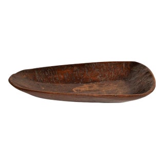 Vintage African Hand-Carved Wood Dark Brown Decorative Tribal Bowl Centerpiece For Sale