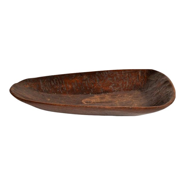 Vintage African Hand-Carved Wood Dark Brown Decorative Tribal Bowl Centerpiece For Sale
