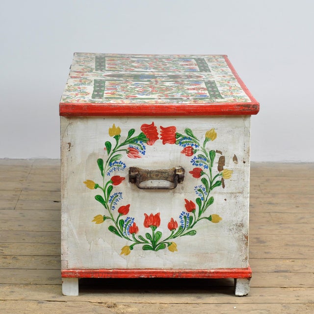 Folk Art Bridal Chest, 1948 For Sale - Image 6 of 14