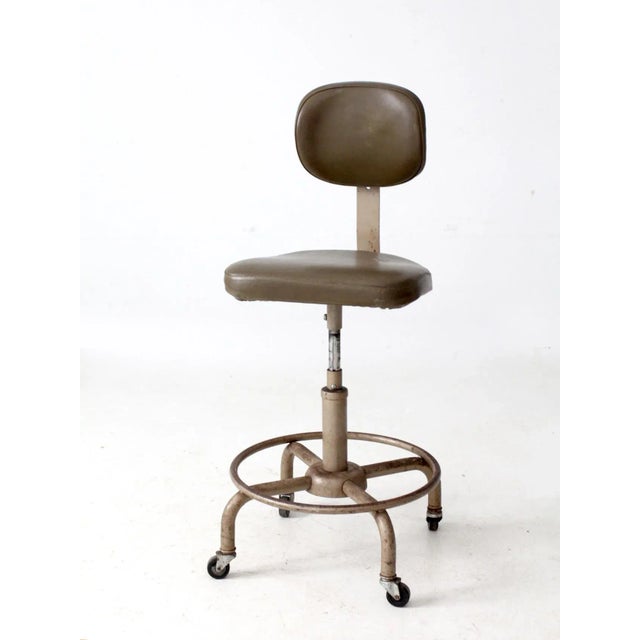 Vintage 1970s All-Steel Industrial Adjustable Stool For Sale - Image 13 of 14