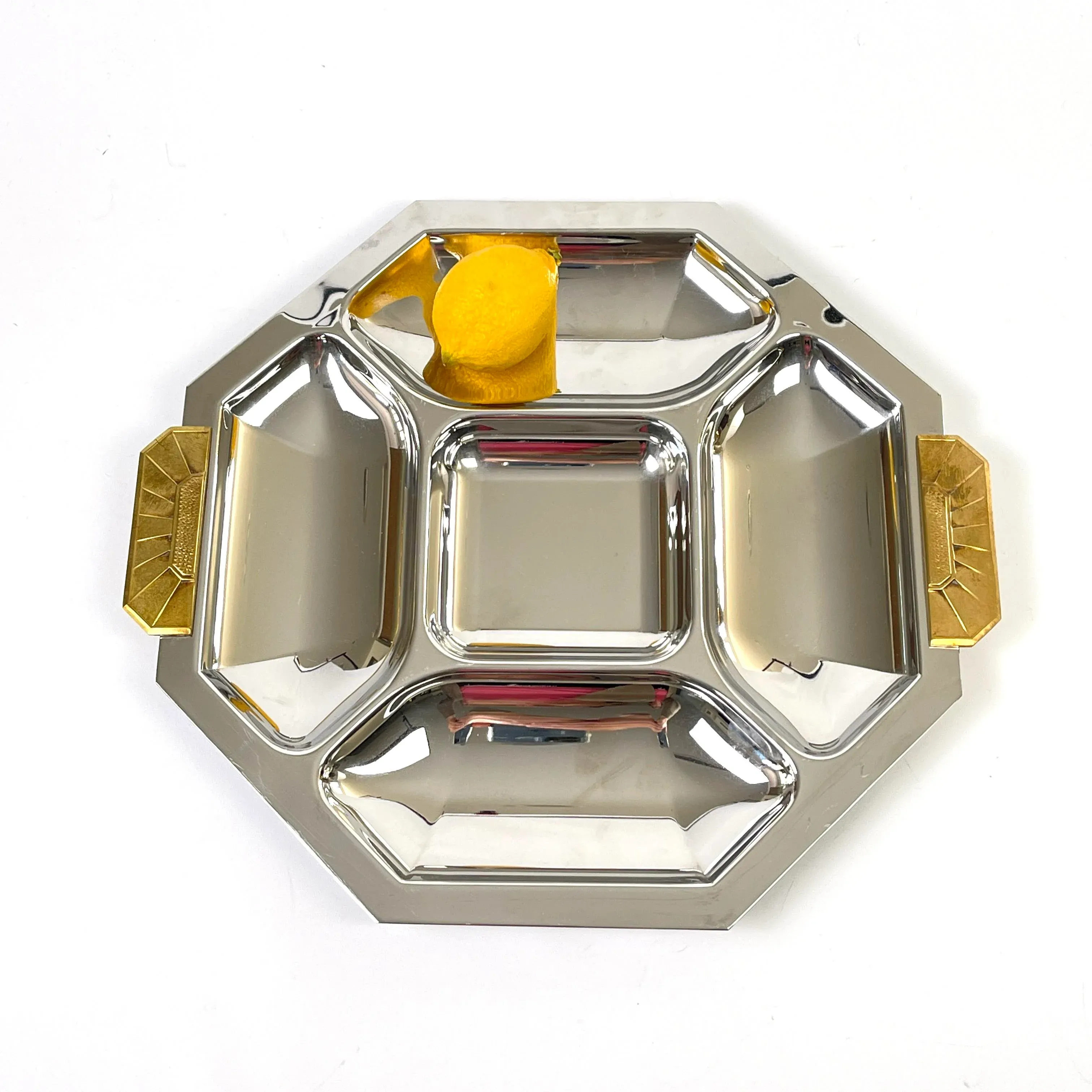 1980s Art Deco Jean Couzon Orfevre Divided Tray | Chairish