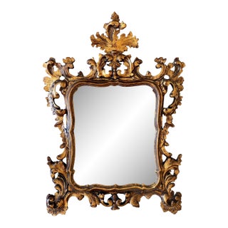 Spanish 20th Baroque Style Carved Walnut Ormolu Gilded Mirror For Sale