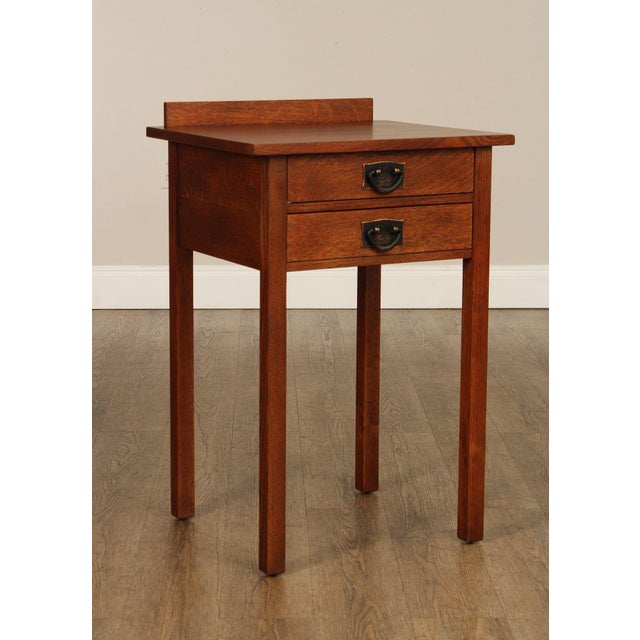 Mission Stickley Mission Collection Oak Two-Drawer Tall Nightstand For Sale - Image 3 of 12