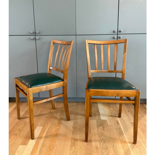 Mid-Century Modern Pair of Vintage Mid Century Wood and Leather Chairs For Sale - Image 3 of 12