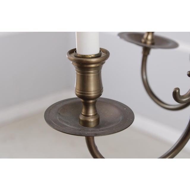 1970s 1970s Colonial Style Brass 6 Light Chandelier For Sale - Image 5 of 12