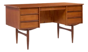 Maurice Villency Style Mid Century Teak Desk With Bookcase Front