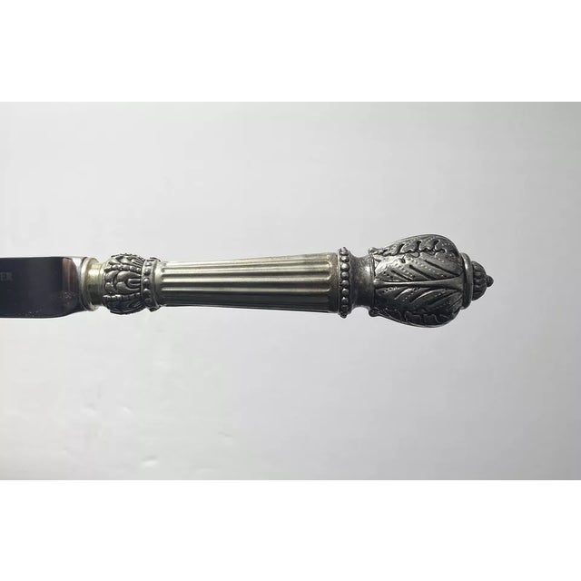 2000s Godinger “Plume” Silverplate & Black Marble Cheese Board & Knife For Sale - Image 9 of 10