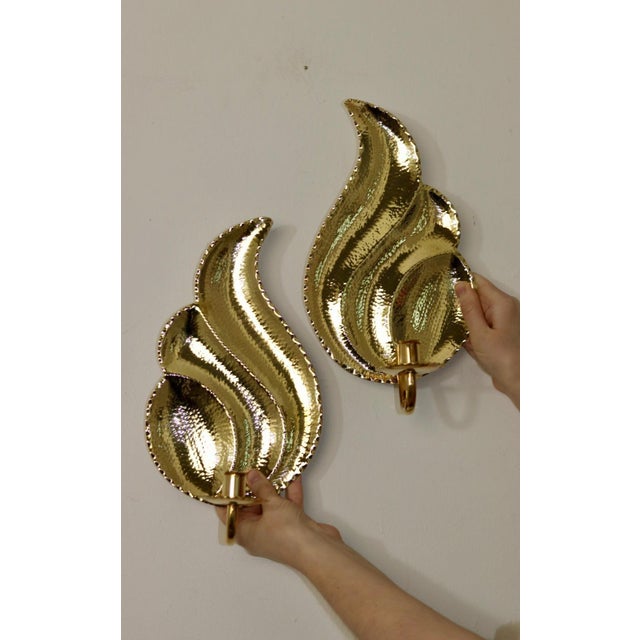 Mid-Century Modern Swedish Brass Sconces by L. Andersson Fågelmara, Set of 2 For Sale - Image 3 of 11