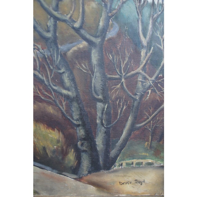Mid 20th Century Mid Century Bernie Segal Realist Woodland Fall Landscape Oil Painting Figures, Framed For Sale - Image 10 of 12