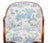 Cream Blue & Cream Toile Faux Bamboo Walnut Bergère Chair, Georgian Style, Mid-20th Century For Sale - Image 8 of 8