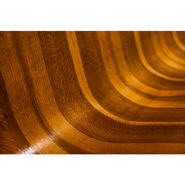 Vintage Wave-Shaped Bench in Walnut, 1950s For Sale - Image 9 of 10