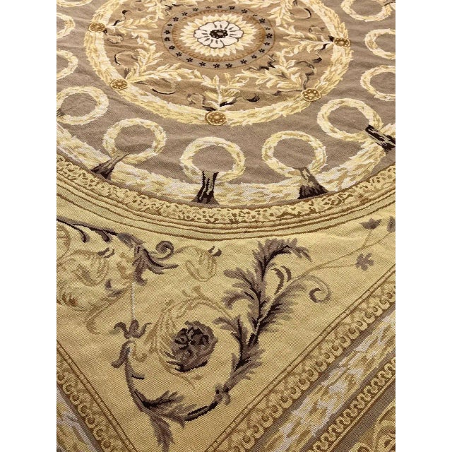 Textile 1980s Beige Fine Hand Knotted Abusson Rug For Sale - Image 7 of 12